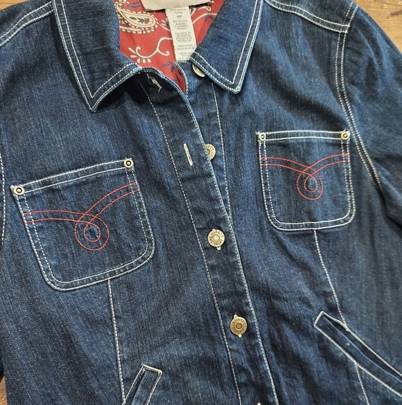 Vintage Denim Paisley/Bandana Print Denim Jacket/Blazer - Picture 5 of 6